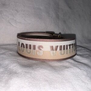Louis Vuitton Beige, White & Brown Branded Webbing Strap